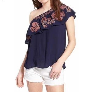 Single Shoulder Embroidered Top